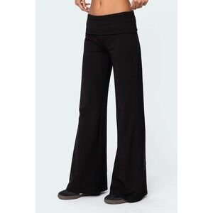 Edikted Wide Leg Foldover Pants XS Black NWT